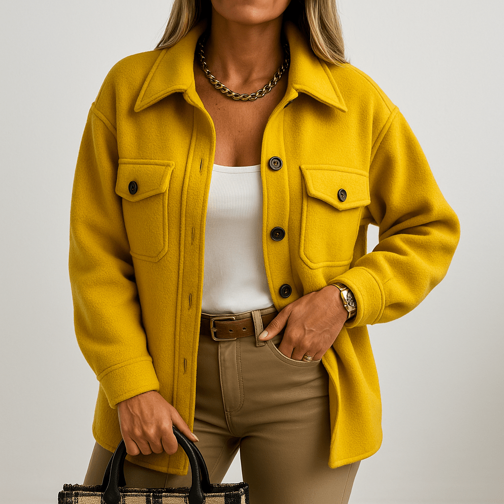 Lavinque Coats & Jackets Veste Beige Effet Laine | Coupe Décontractée | Parfaite pour la Mi-saison