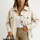 Lavinque Coats & Jackets Veste Beige Effet Laine | Coupe Décontractée | Parfaite pour la Mi-saison