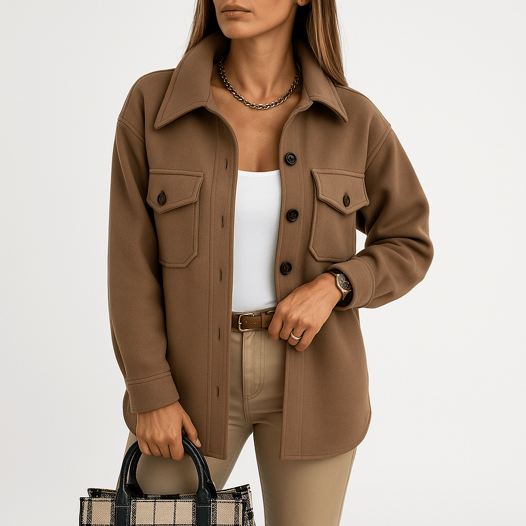 Lavinque Coats & Jackets Veste Beige Effet Laine | Coupe Décontractée | Parfaite pour la Mi-saison