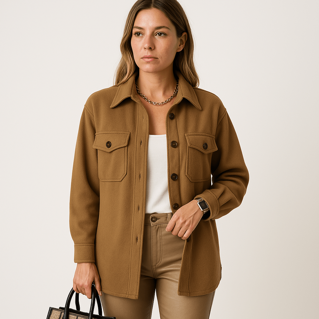 Lavinque Coats & Jackets Veste Beige Effet Laine | Coupe Décontractée | Parfaite pour la Mi-saison