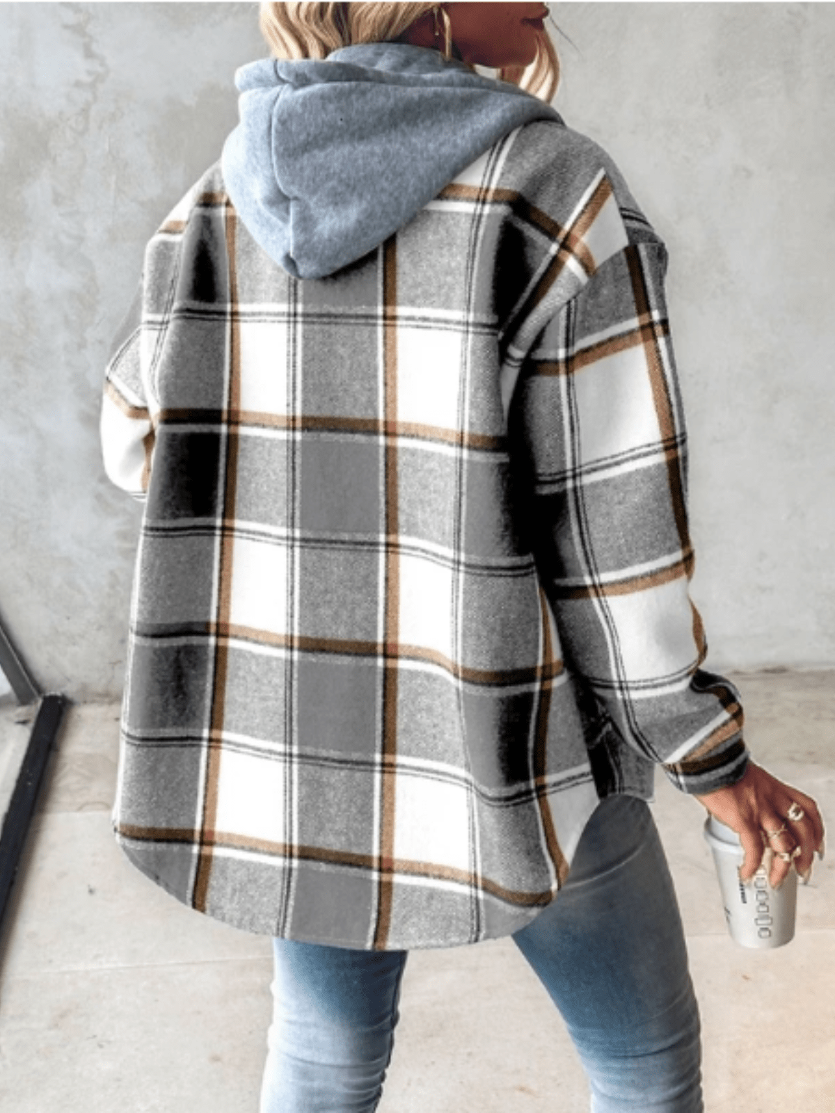 Lavinque Coats & Jackets Veste Chemise à Capuche | Style Décontracté | Motif Carreaux