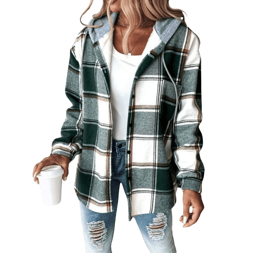 Lavinque Coats & Jackets Veste Chemise à Capuche | Style Décontracté | Motif Carreaux