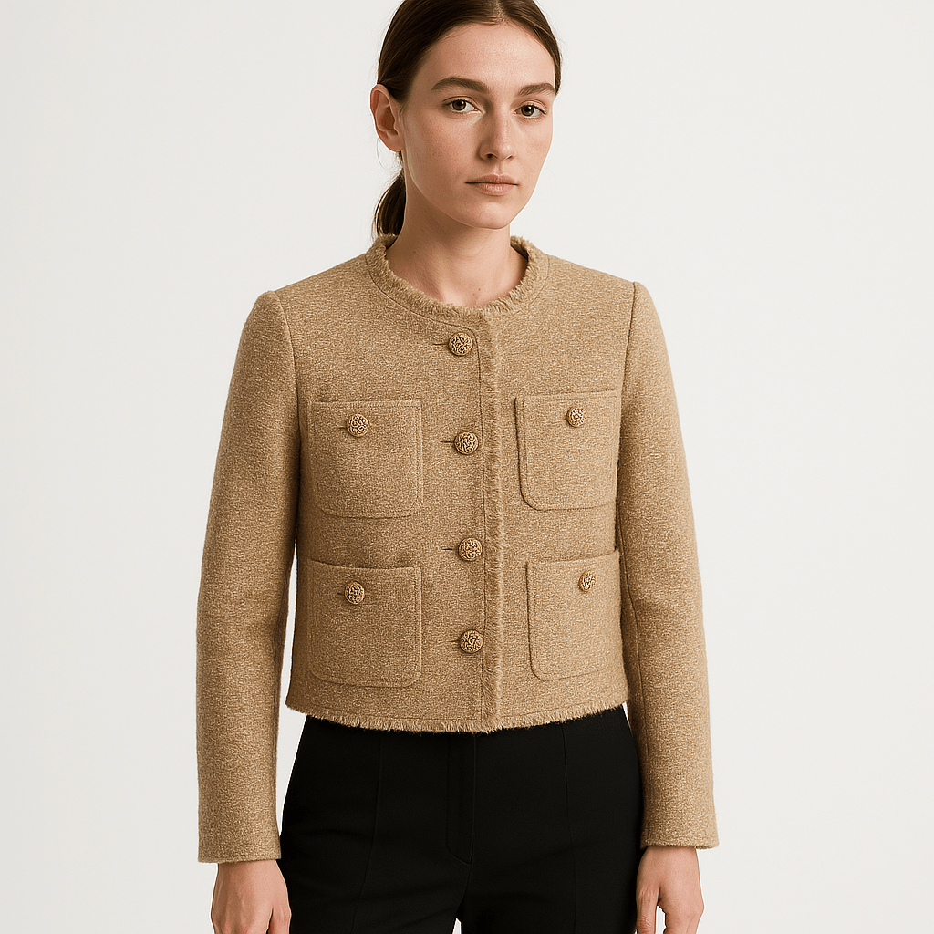 Lavinque Coats & Jackets Veste Courte Beige | Effet Tweed | Élégance Structurée