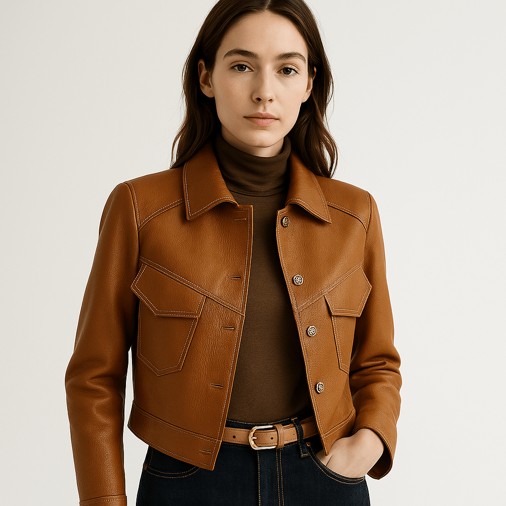 Lavinque Coats & Jackets Veste Courte Effet Cuir | Coupe Graphique | Style Urbain et Audacieux