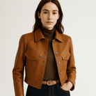Lavinque Coats & Jackets Veste Courte Effet Cuir | Coupe Graphique | Style Urbain et Audacieux