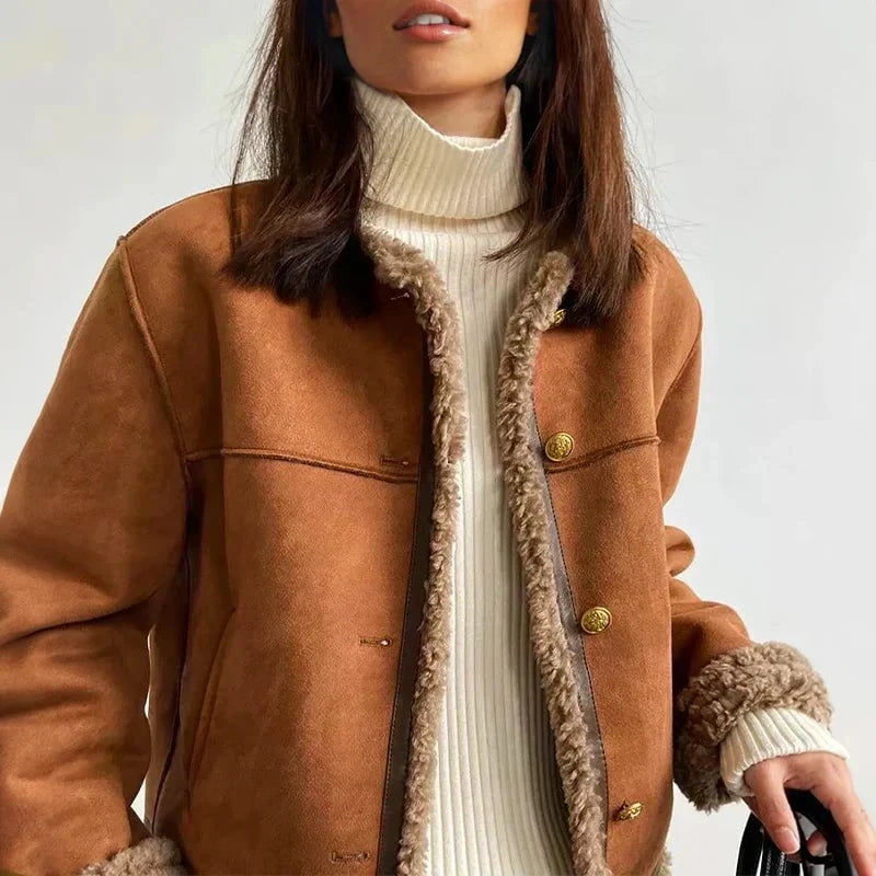 Lavinque Coats & Jackets Veste Doublée Femme | Effet Daim & Intérieur Douillet | Chaude et Stylée