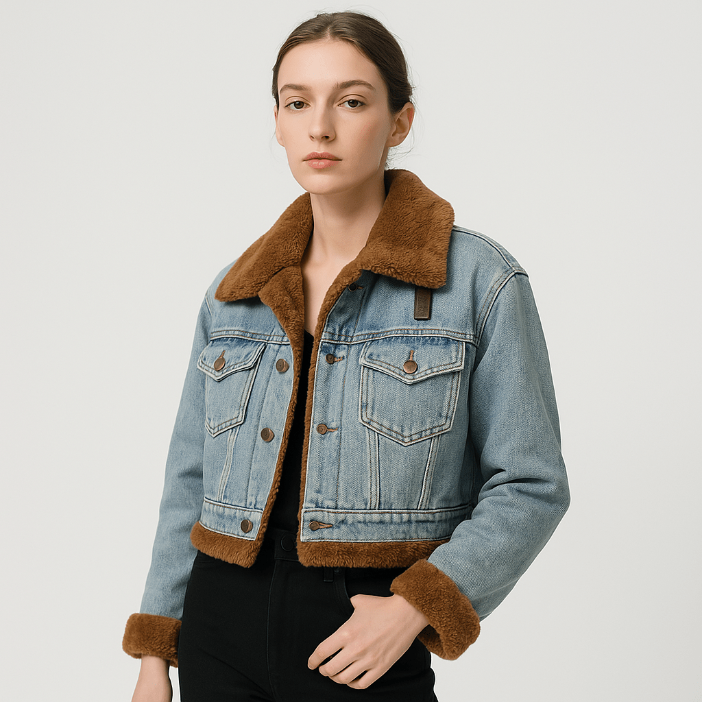 Lavinque Coats & Jackets Veste en Jean Doublée Sherpa | Rétro et Chaude | Look Hivernal Tendance