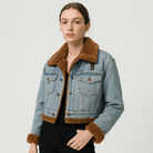 Lavinque Coats & Jackets Veste en Jean Doublée Sherpa | Rétro et Chaude | Look Hivernal Tendance