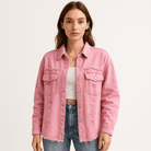 Lavinque Coats & Jackets Veste en Jean Oversize | Effet Usé | Tendance et Décontractée