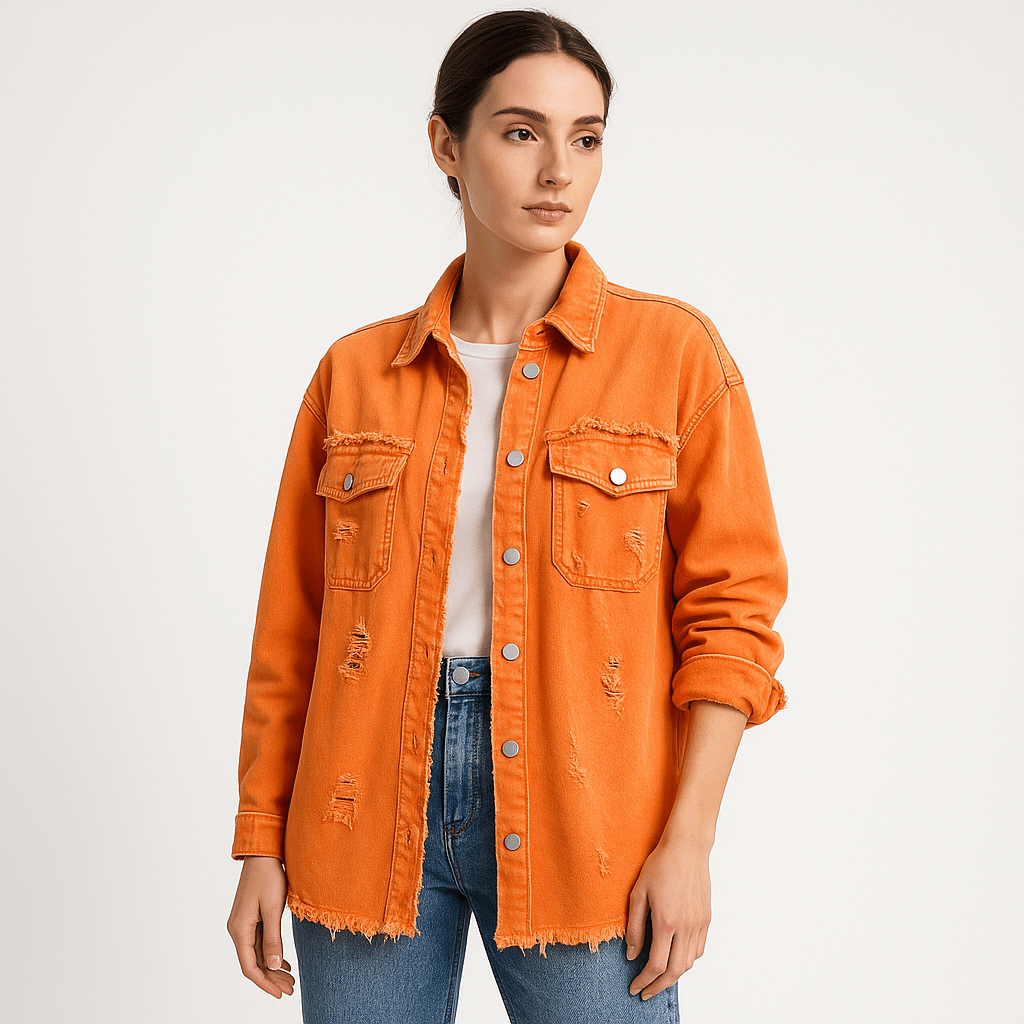 Lavinque Coats & Jackets Veste en Jean Oversize | Effet Usé | Tendance et Décontractée