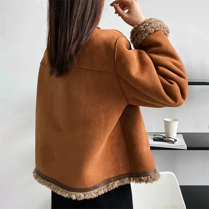 Lavinque Coats & Jackets Veste en suédine doublée | Camel | Chaleur et élégance rétro