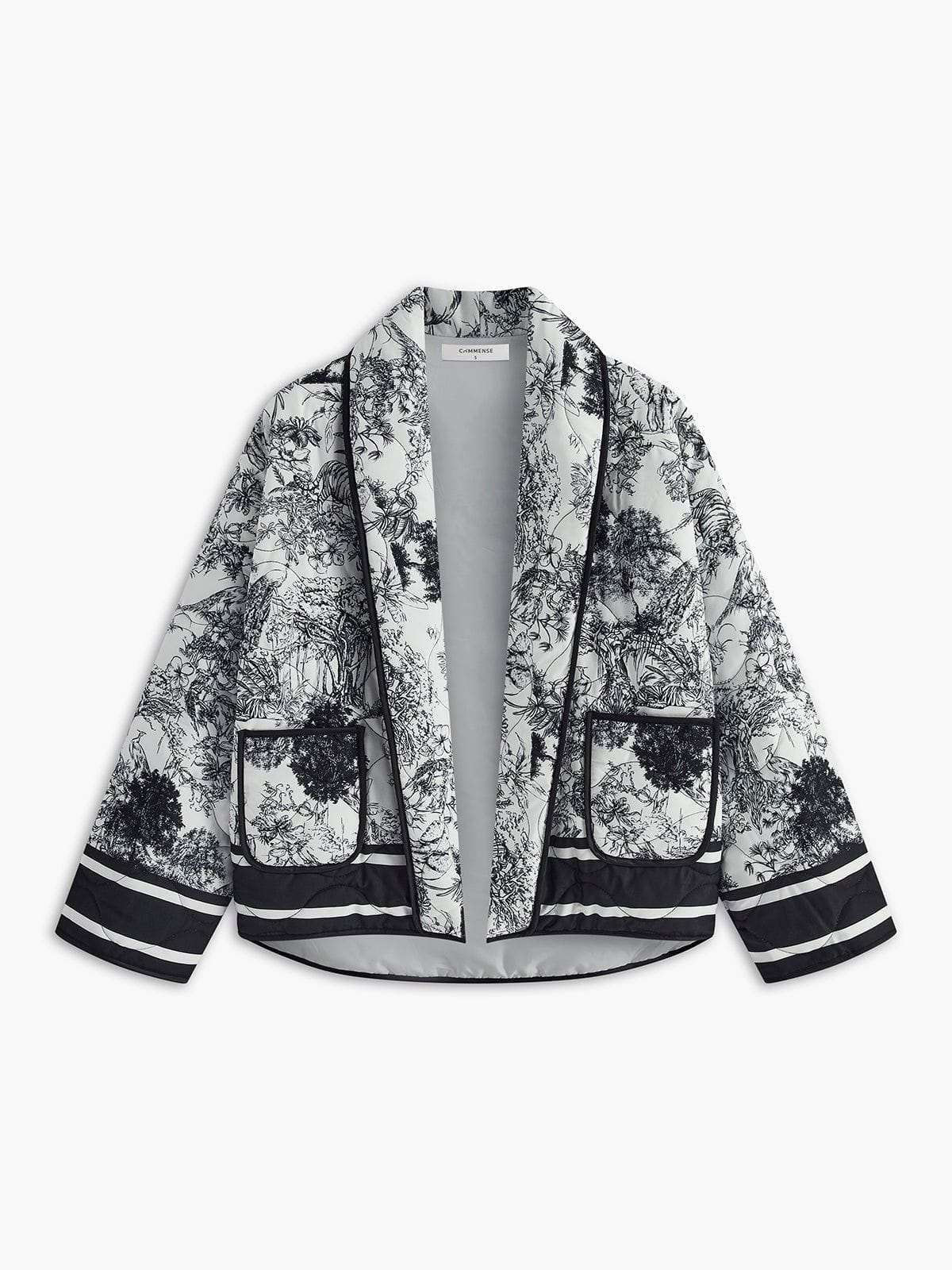 Lavinque Coats & Jackets Veste Imprimée | Toile de Jouy Noir & Blanc | Artistique & Chic