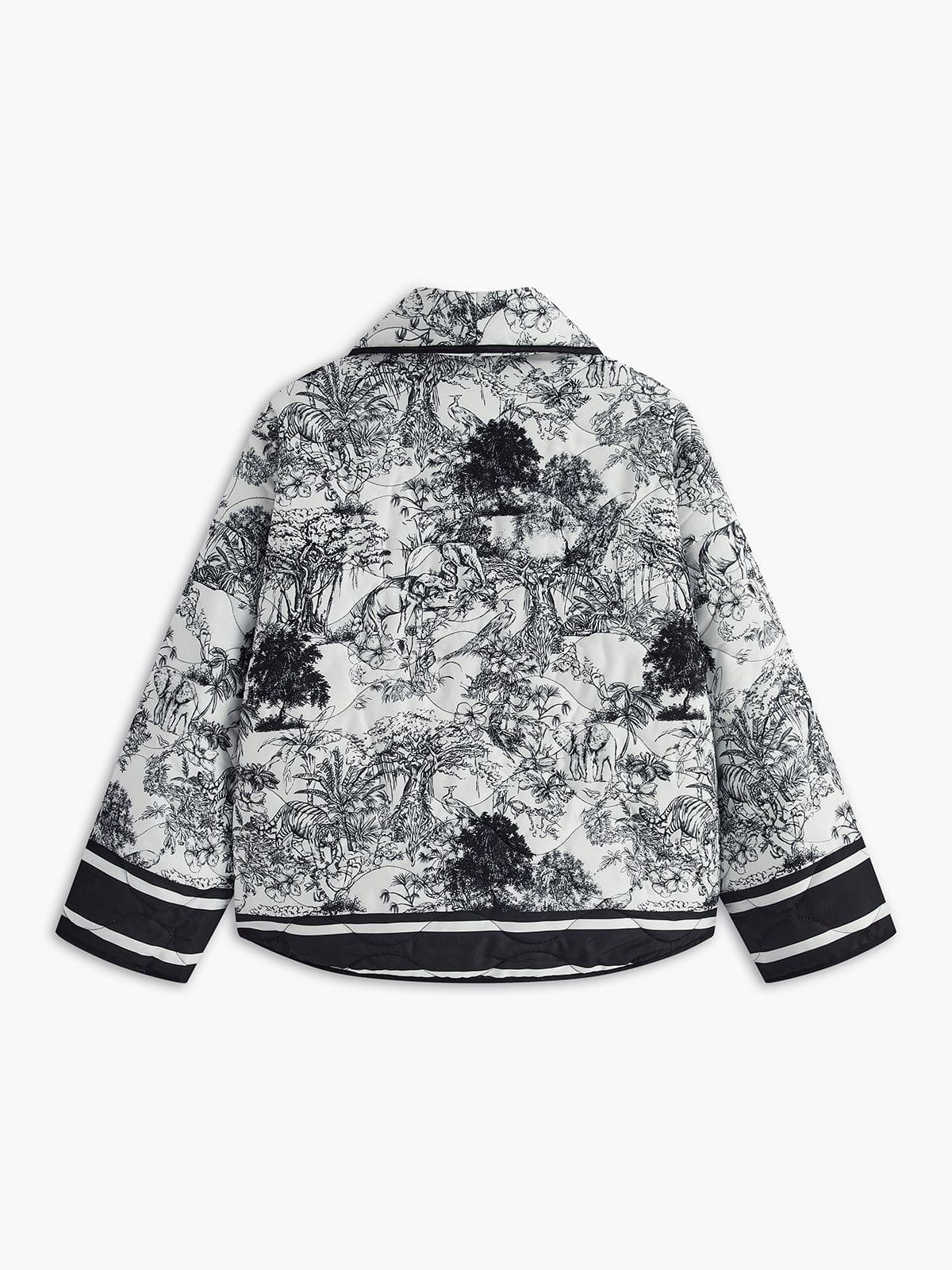 Lavinque Coats & Jackets Veste Imprimée | Toile de Jouy Noir & Blanc | Artistique & Chic