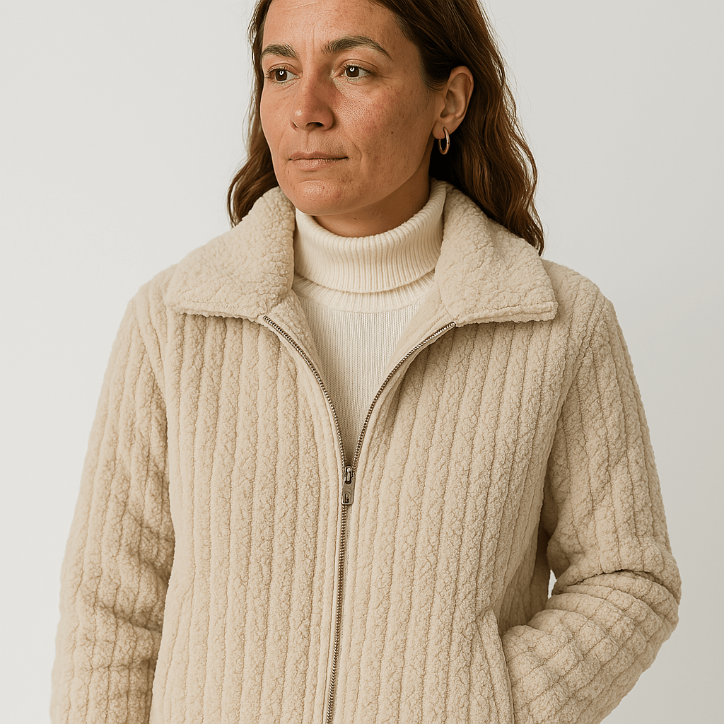 Lavinque Coats & Jackets Veste Maille Côtelée Beige | Chaude & Moderne | Coupe Courte Structurée
