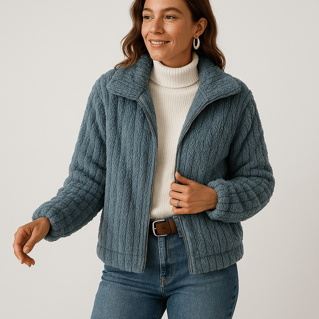 Lavinque Coats & Jackets Veste Maille Côtelée Beige | Chaude & Moderne | Coupe Courte Structurée
