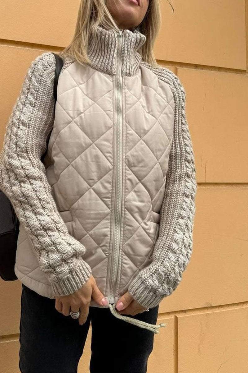 Lavinque Coats & Jackets Veste Matelassée Bicolore | Beige | Douce et Texturée