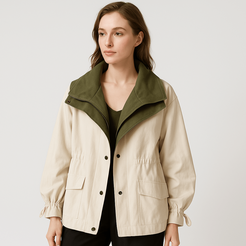 Lavinque Coats &Jackets Veste Mi-Saison Bicolore | Col Oversize | Design Moderne et Confortable