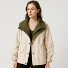Lavinque Coats &Jackets Veste Mi-Saison Bicolore | Col Oversize | Design Moderne et Confortable