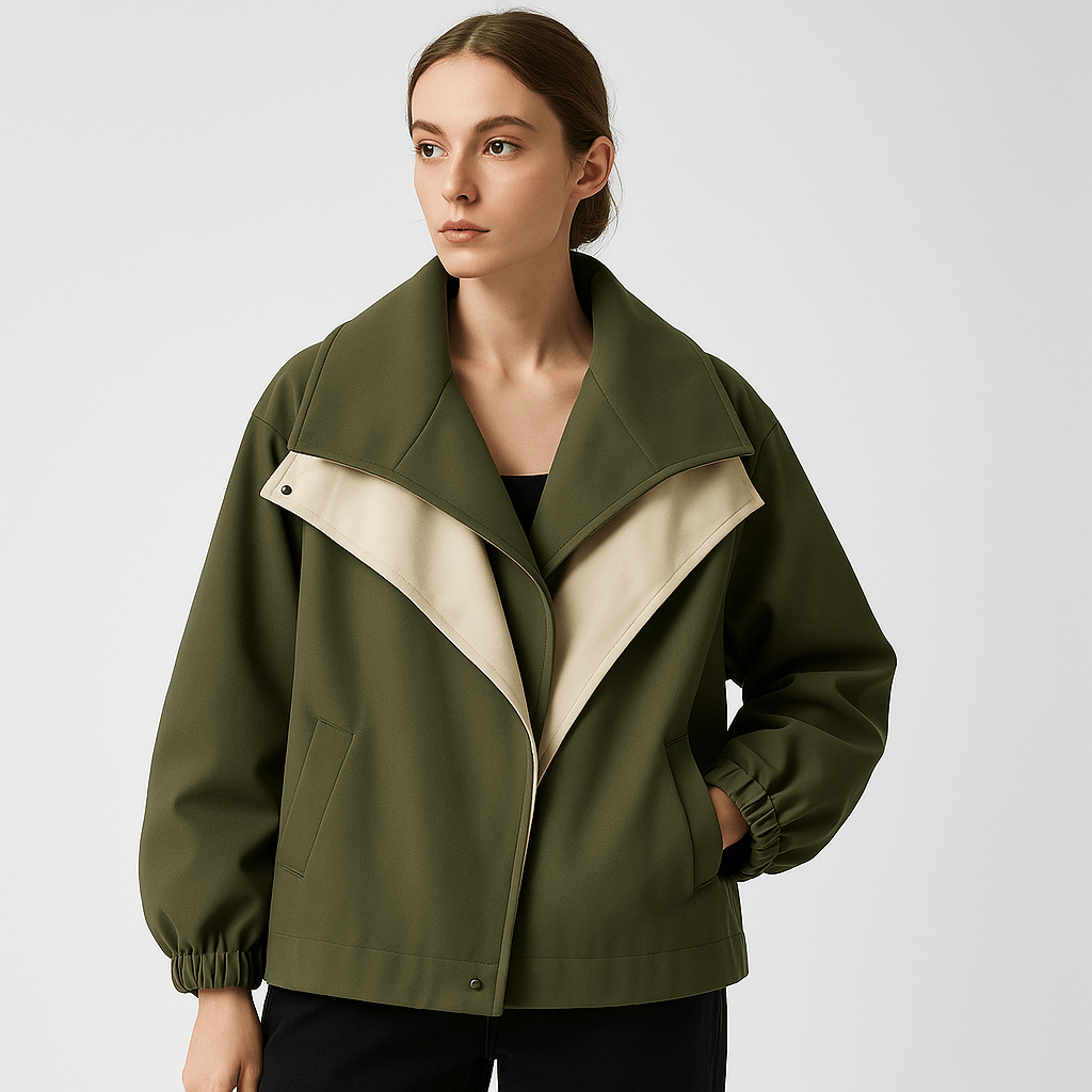 Lavinque Coats &Jackets Veste Mi-Saison Bicolore | Col Oversize | Design Moderne et Confortable