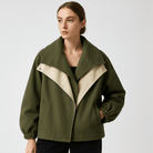Lavinque Coats &Jackets Veste Mi-Saison Bicolore | Col Oversize | Design Moderne et Confortable