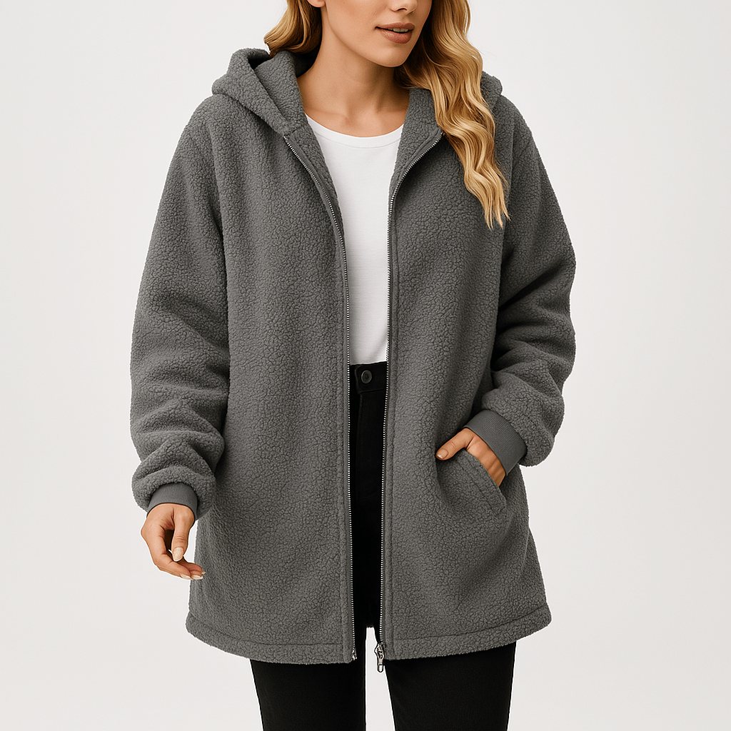 Lavinque Coats & Jackets Veste Polaire Kaki à Capuche | Douce & Zippée | Parfaite pour l’Hiver