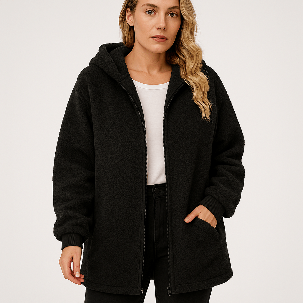 Lavinque Coats & Jackets Veste Polaire Kaki à Capuche | Douce & Zippée | Parfaite pour l’Hiver