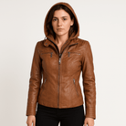 Lavinque Coats & Jackets Veste Similicuir Marron | Style Motard avec Capuche | Look Urbain & Tendance
