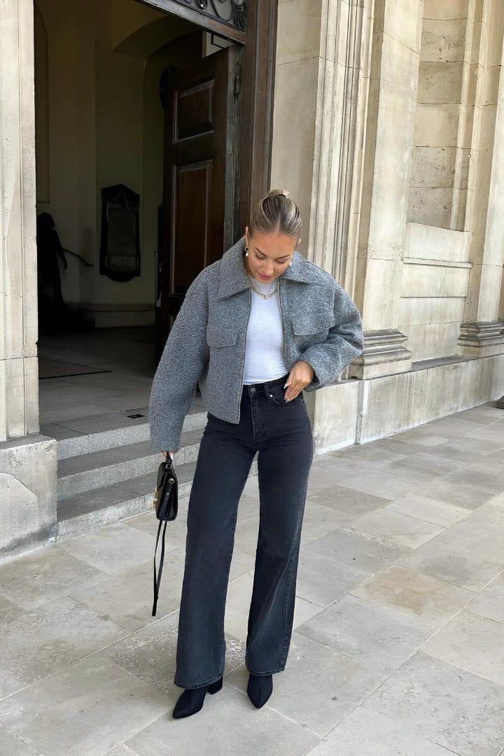 Lavinque Coats & Jackets Veste Zippée en Laine | Grise | Moderne et Structurée