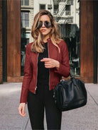 Lavinque Coats & Jackets Vin rouge / S Blouson Cuir | Coupe Ajustée | Élégance et Caractère