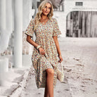 Lavinque Dress Abricot / S Robe Longue Bohème | Fleurie et Fluide | Élégante et Décontractée