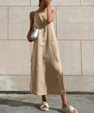 Lavinque Dress Abricot / S Robe Longue en Lin | Naturelle | Minimaliste et Aérée