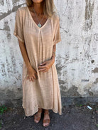 Lavinque Dress Abricot / XS Robe Longue en Lin | Bohème | Légère et Élégante