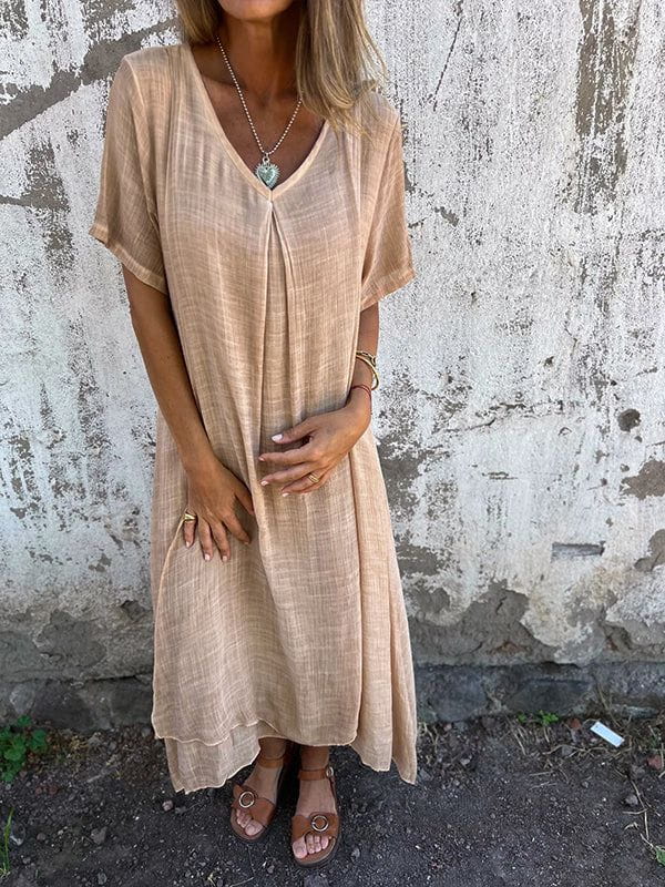 Lavinque Dress Abricot / XS Robe Longue en Lin | Bohème | Légère et Élégante