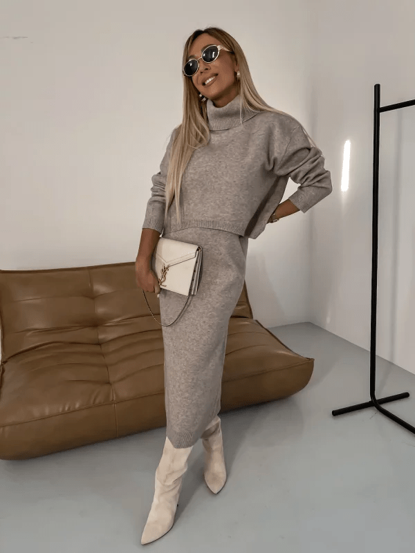 Lavinque Dress Beige foncé / XXL Ensemble Tricot Élégant | Chic | Confort et Style