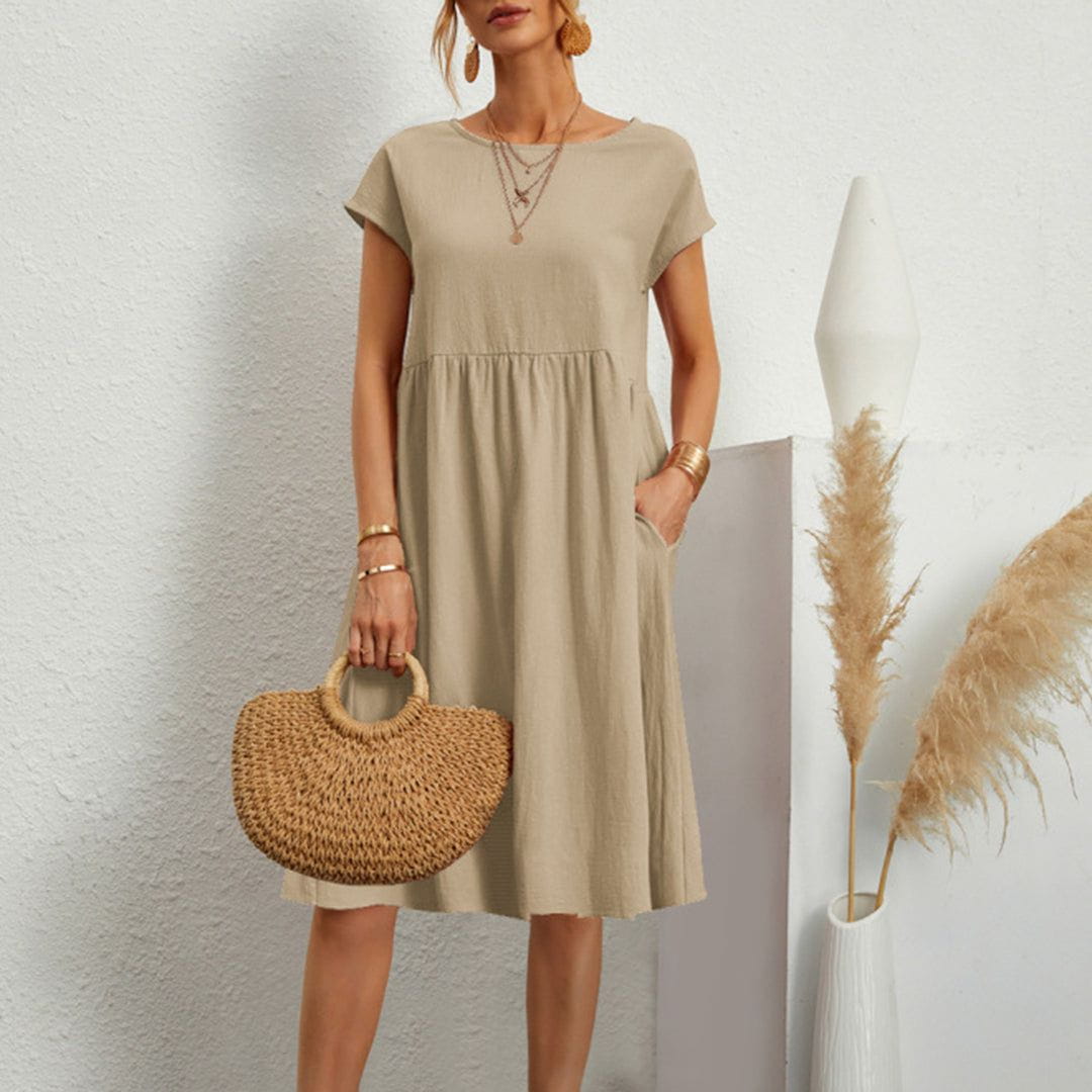 Lavinque Dress Beige / S Robe d'Été en Coton | Ample | Légère et Décontractée