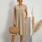 Lavinque Dress Beige / S Robe d'Été en Coton | Ample | Légère et Décontractée