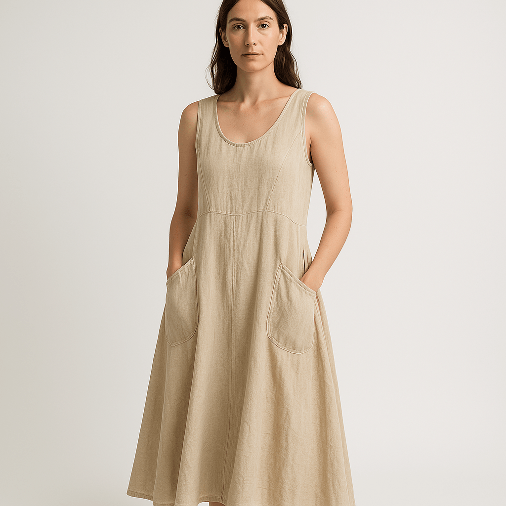 Lavinque Dress Beige / S Robe Longue en Lin Beige | Sans Manches | Fraîcheur Naturelle