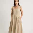 Lavinque Dress Beige / S Robe Longue en Lin Beige | Sans Manches | Fraîcheur Naturelle