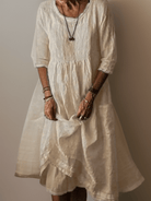 Lavinque Dress Beige / S Robe Longue en Lin | Coupe Ample | Élégance Naturelle et Confort