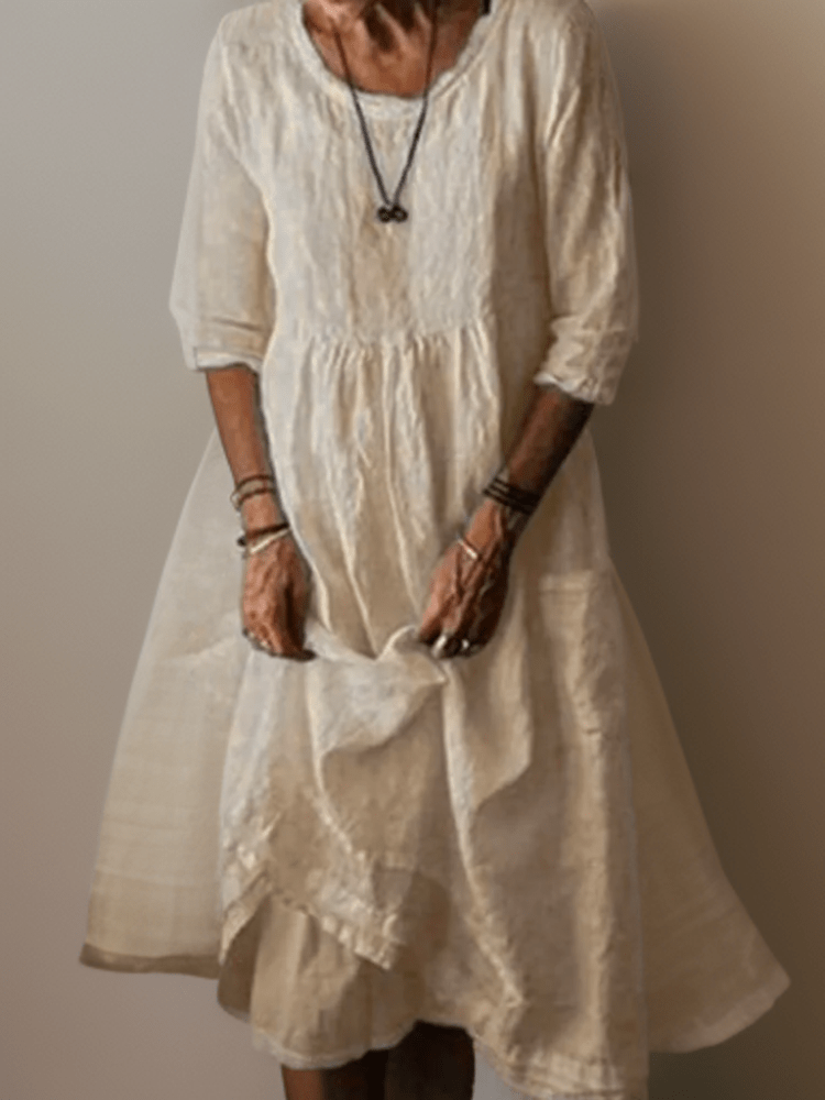 Lavinque Dress Beige / S Robe Longue en Lin | Coupe Ample | Élégance Naturelle et Confort