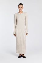 Lavinque Dress Beige / XS Robe Longue Côtelée | Beige | Minimaliste et Élégante