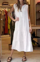 Lavinque Dress Blanc / M Robe Longue Bohème Femme | Légèreté | Élégance Décontractée