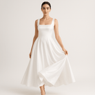 Lavinque Dress Blanc / S Robe Blanche Longue | Décolleté Carré | Élégance Fluide