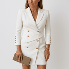 Lavinque Dress Blanc / S Robe Blazer Fuchsia | Coupe Tailleur | Élégance Audacieuse & Structurée