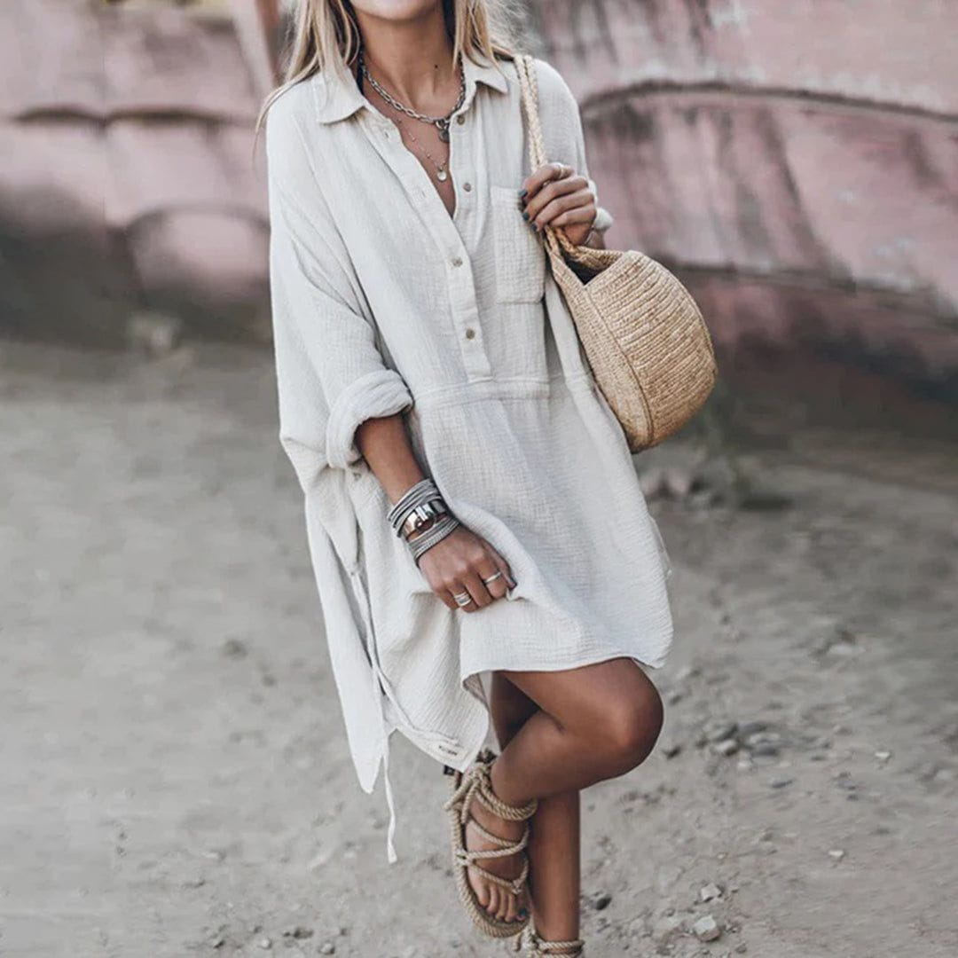 Lavinque Dress Blanc / S Robe Chemise Blanche | Décontractée | Légère et Intemporelle