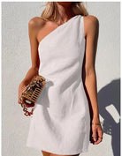 Lavinque Dress Blanc / S Robe Courte Asymétrique en Lin | Élégante | Légère et Tendance