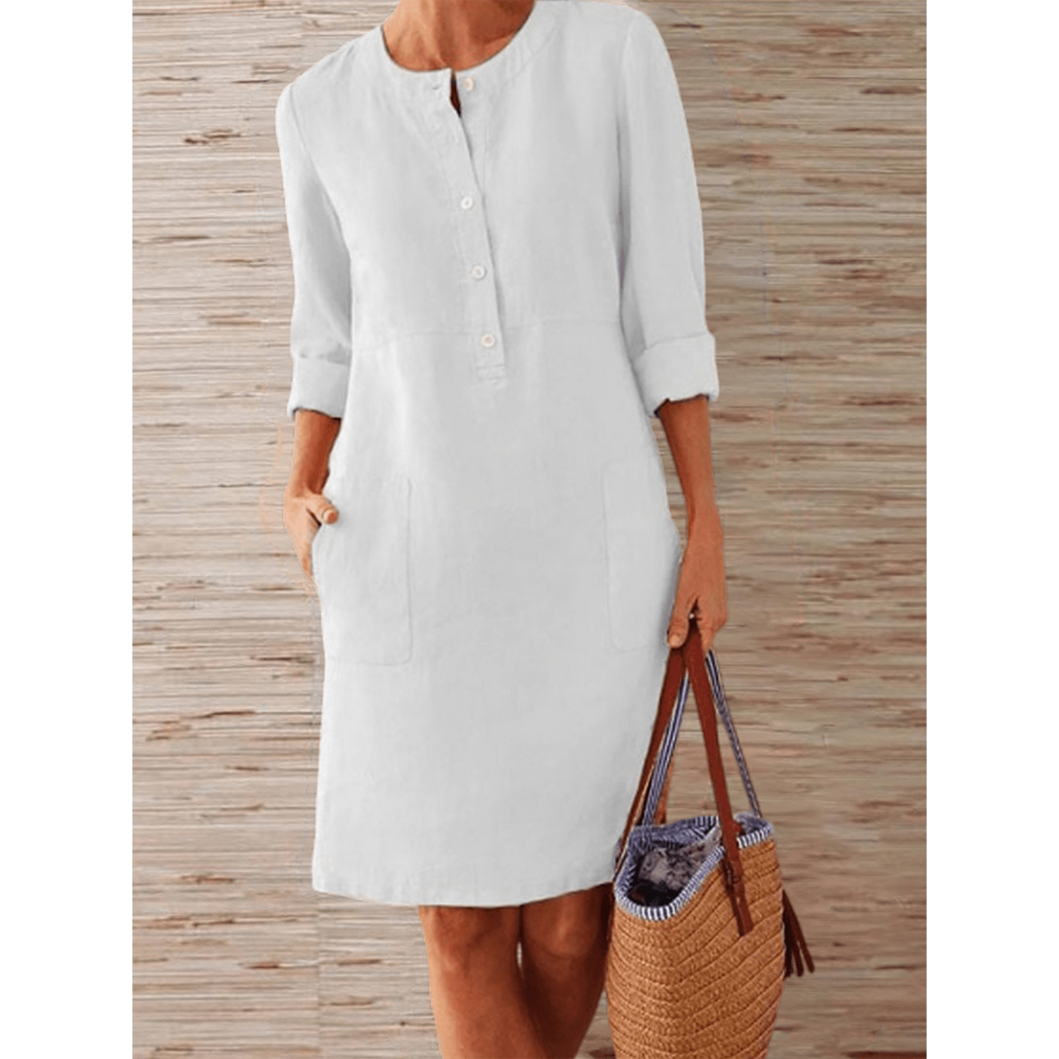 Lavinque Dress Blanc / S Robe Droite en Lin | Élégante et Confortable | Chic Décontracté