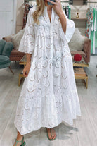 Lavinque Dress Blanc / S Robe Longue Bohème | Broderie | Élégante et Légère
