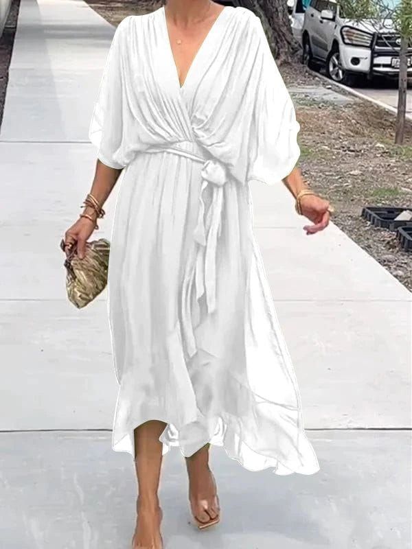 Lavinque Dress Blanc / S Robe Longue Bohème | Élégance Flottante | Tissu Léger & Fluide