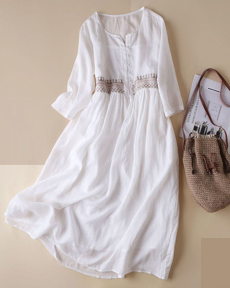 Lavinque Dress Blanc / S Robe Longue Bohème | Orange Brûlé | Fluide et Authentique